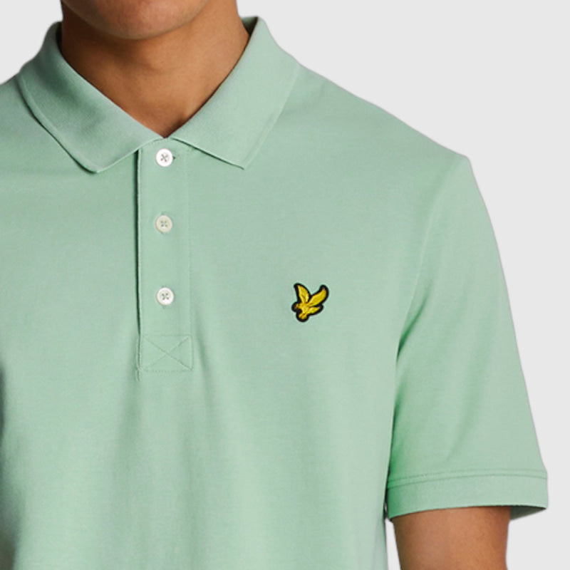 sp400vog-w907 plain polo shirt short sleeve lyle & scott polo turquoise crop5