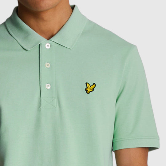 sp400vog-w907 plain polo shirt short sleeve lyle & scott polo turquoise crop5