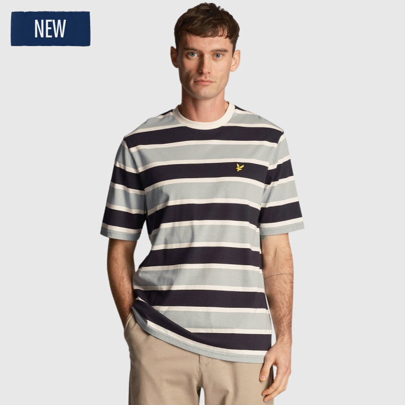 ts2002v a19 stripe t-shirt short sleeve lyle & scott polo slate blue