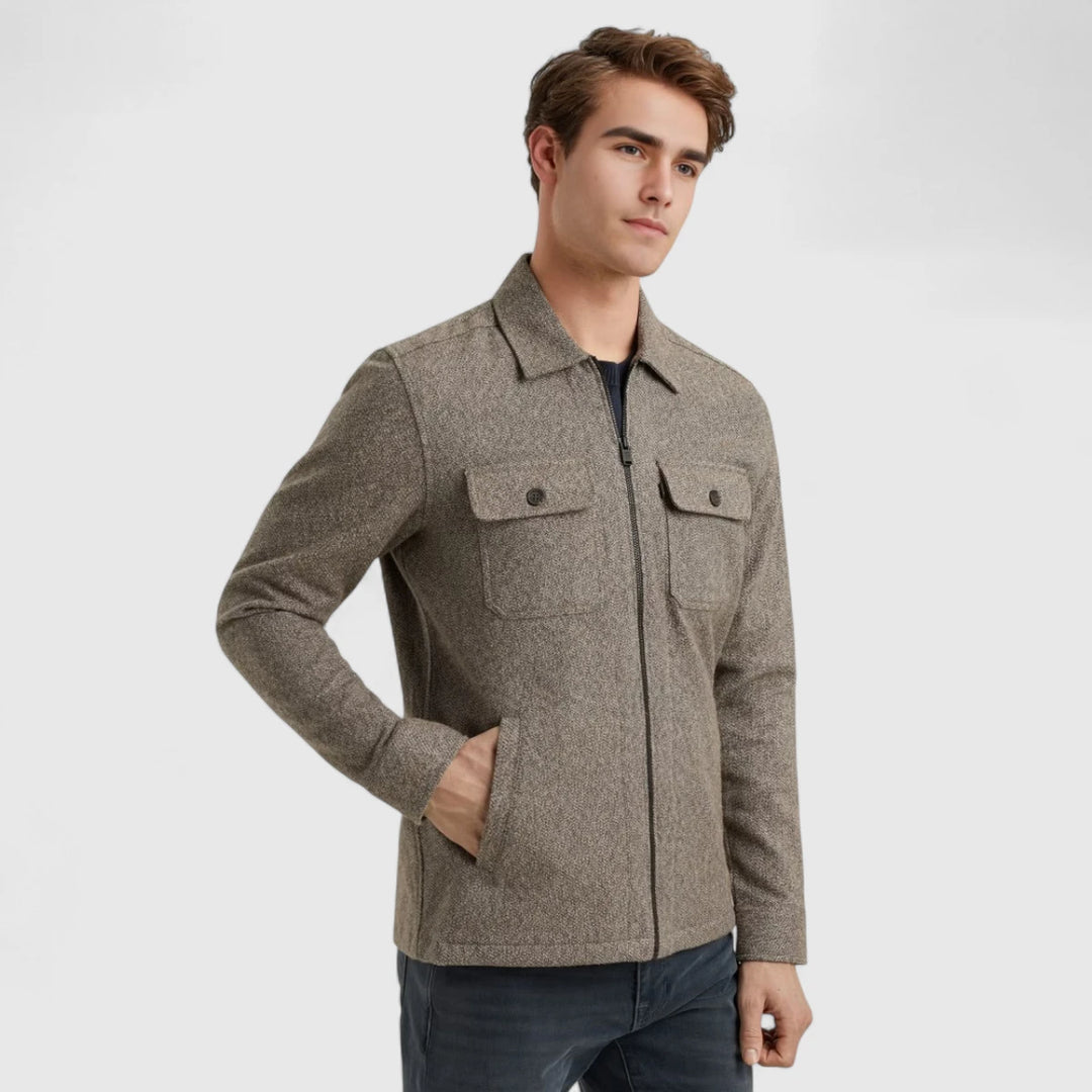 VSI2509226-8015 Vanguard Overshirt Solid Brushed Mouline Lead Gray / Beige Grijs