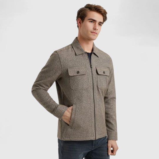 VSI2509226-8015 Vanguard Overshirt Solid Brushed Mouline Lead Gray / Beige Grijs