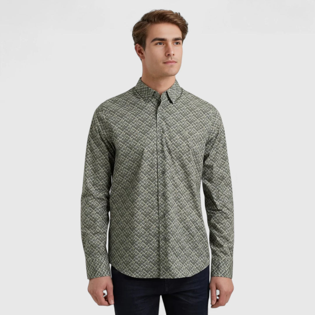 VSI2509232-9044 Vanguard Shirt Print On Fine Poplin Stretch Gargoyle