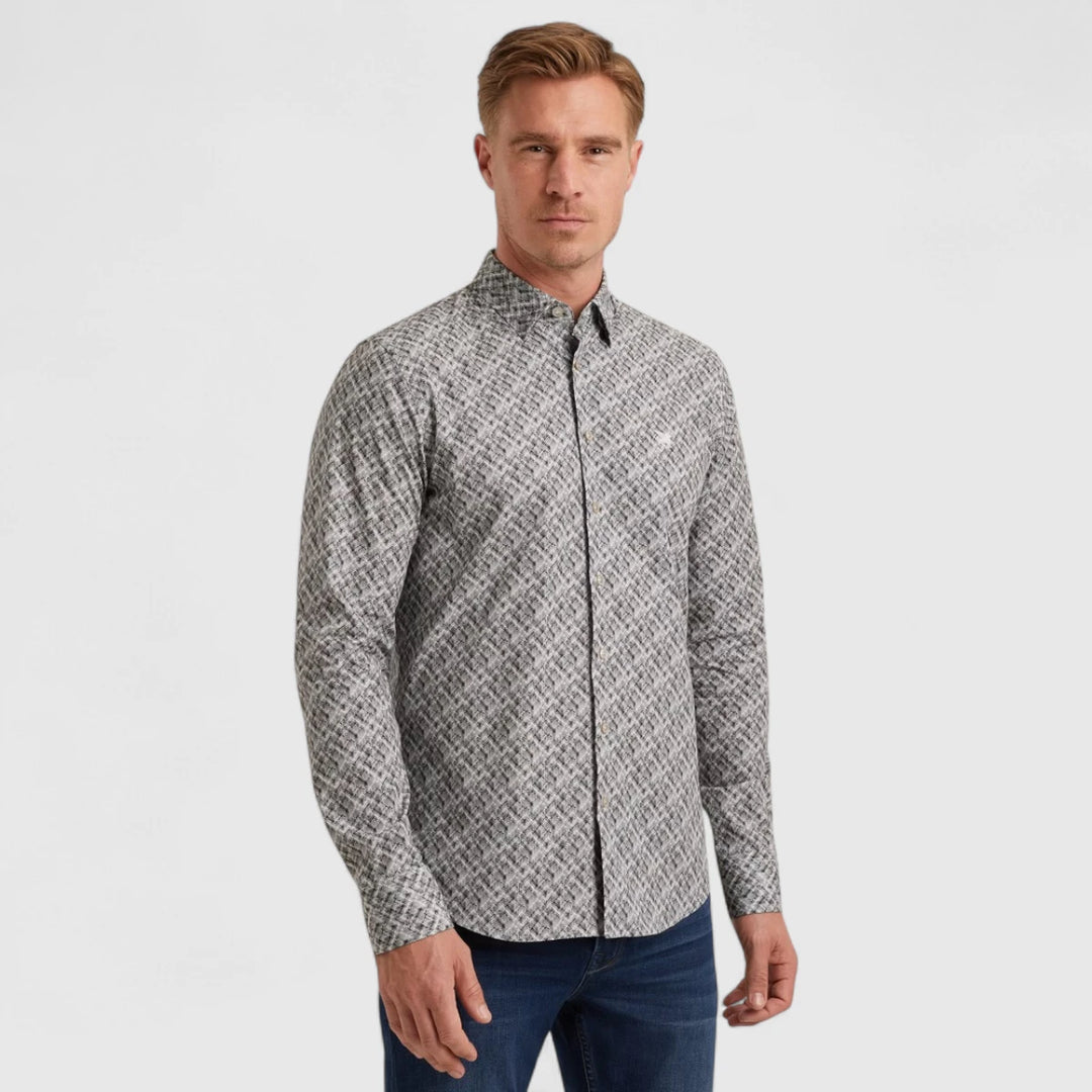 VSI2509232-9143 Vanguard Shirt Print On Fine Poplin Stretch Gray Dawn