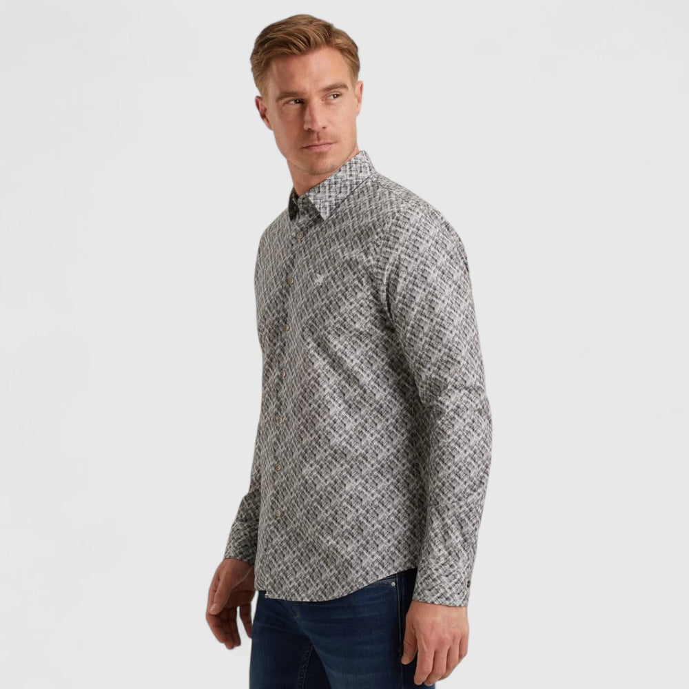 VSI2509232-9143 Vanguard Shirt Print On Fine Poplin Stretch Gray Dawn