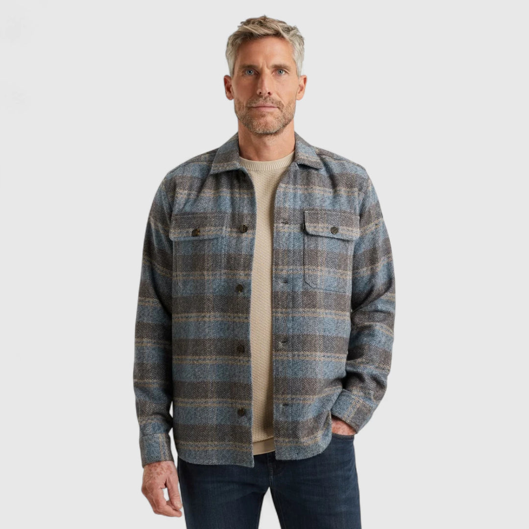 VSI2509233-5279 Vanguard Overshirt Check Brushed Mouline Bering Sea / Blauw