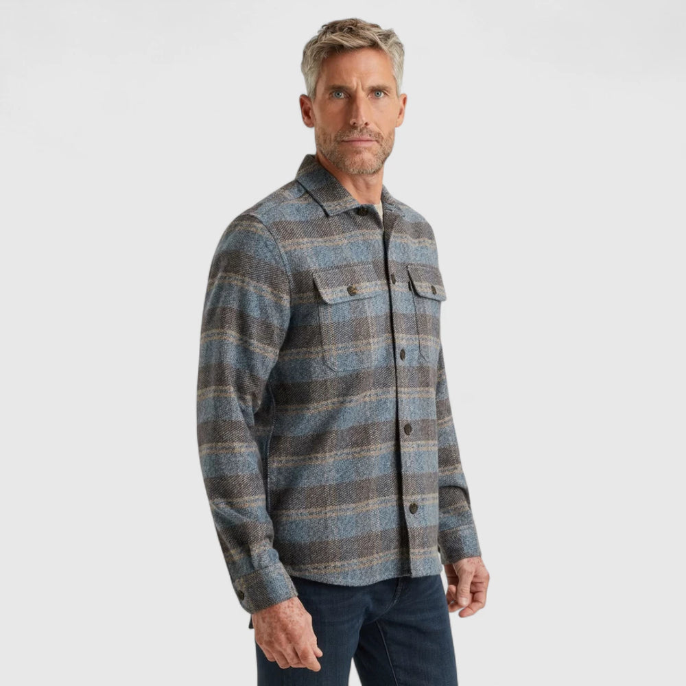 VSI2509233-5279 Vanguard Overshirt Check Brushed Mouline Bering Sea / Blauw