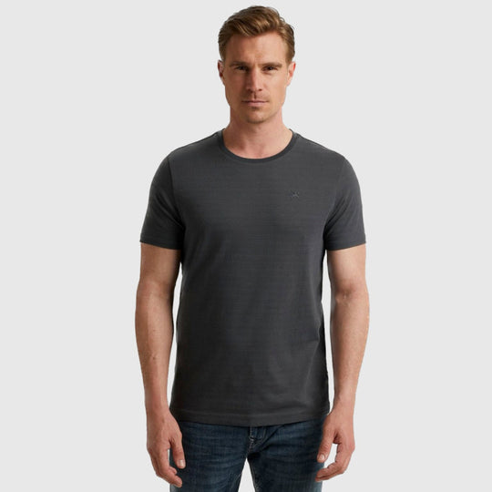 Short Sleeve Round Neck Jersey Structure Stripe T-Shirts