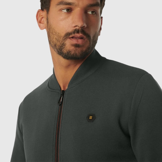 23100106sn-124 sweater full zipper melange no excess vest sweater crop1