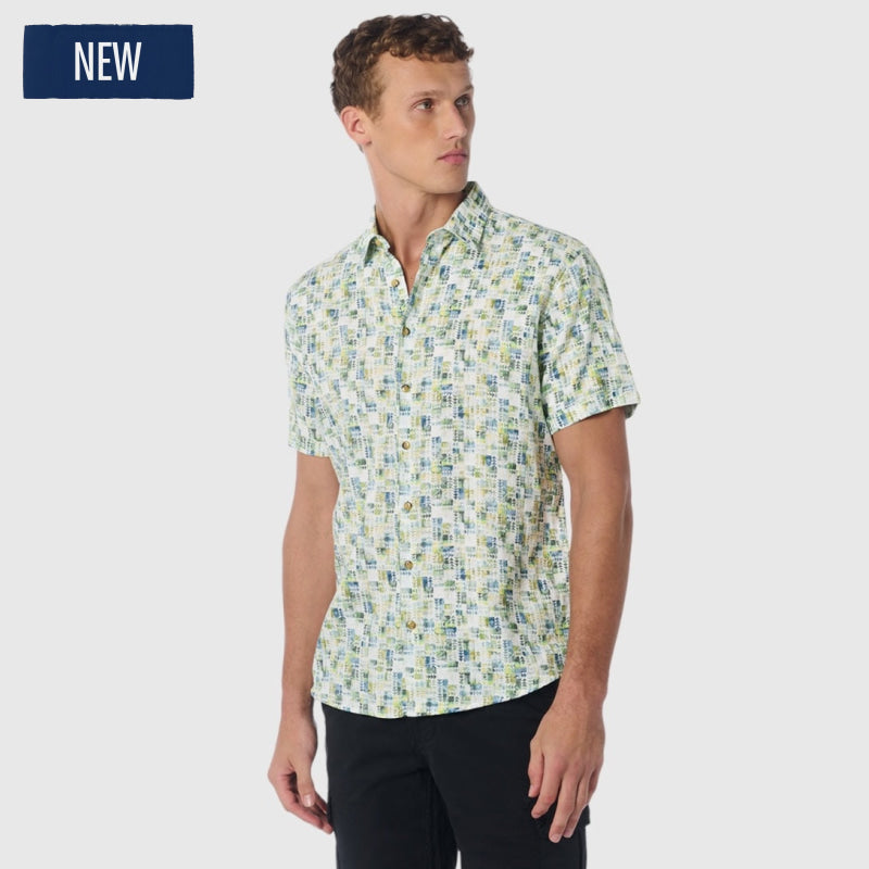 23440305-036 shirt short sleeve printed linen no excess overhemd