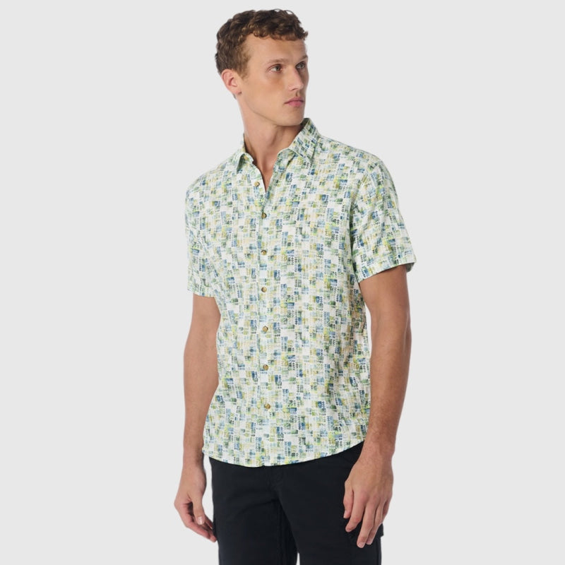 23440305-036 shirt short sleeve printed linen no excess overhemd