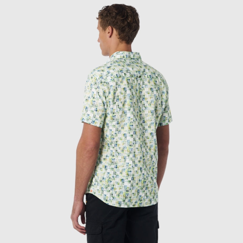 23440305-036 shirt short sleeve printed linen no excess overhemd back