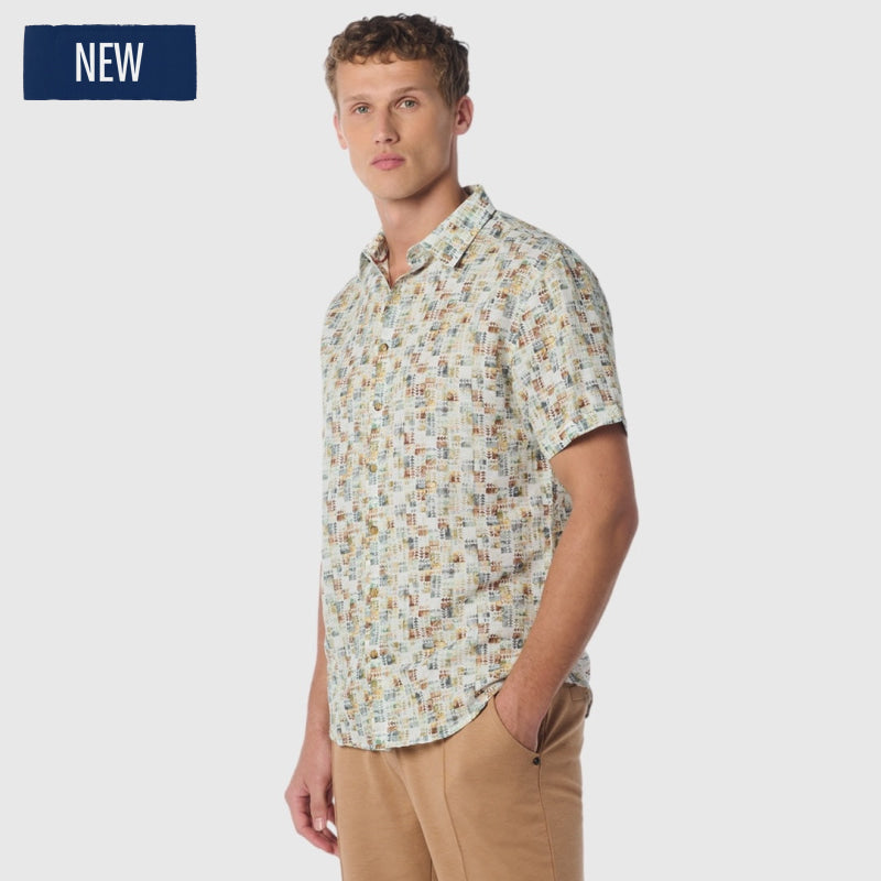 23440305-050 shirt short sleeve printed linen no excess overhemd