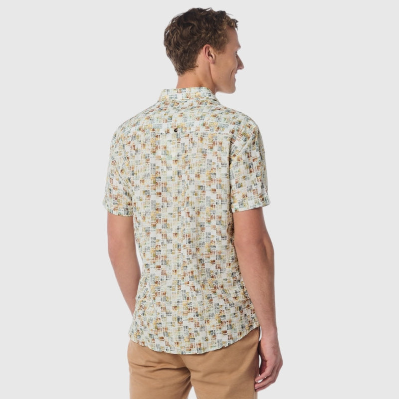 23440305-050 shirt short sleeve printed linen no excess overhemd back