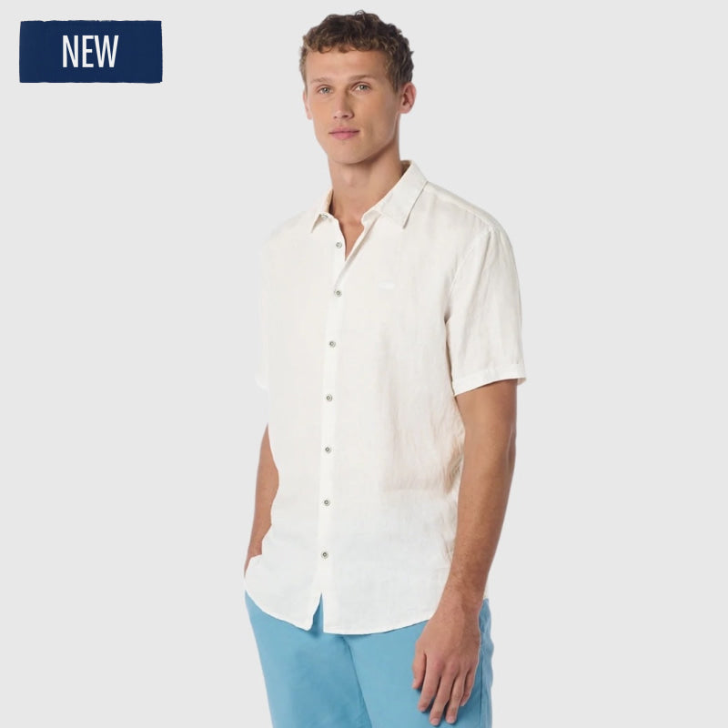 23480336sn-010 shirt short sleeve linen solid no excess overhemd
