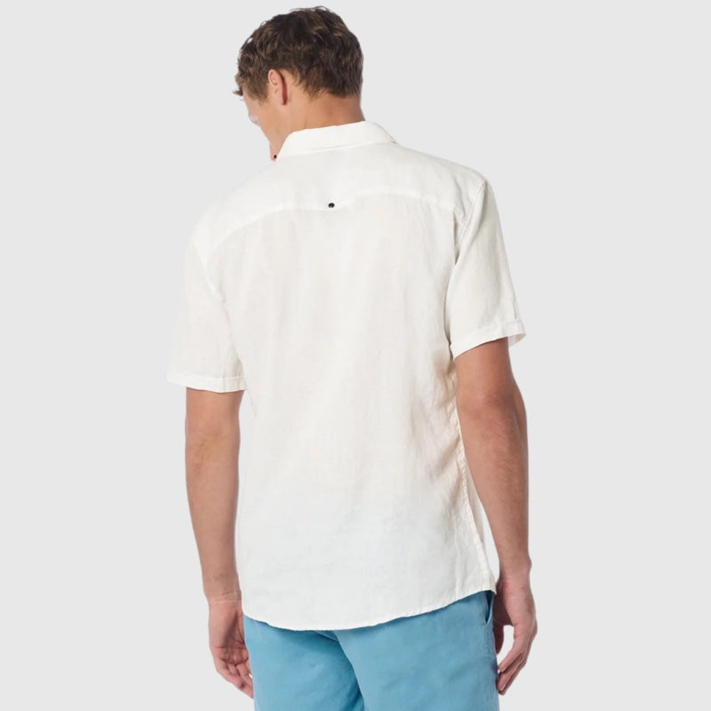 23480336sn-010 shirt short sleeve linen solid no excess overhemd back