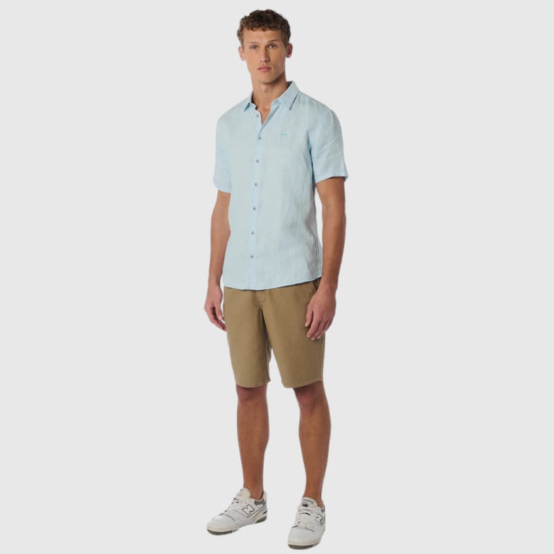 23480336sn-151 shirt short sleeve linen solid no excess overhemd crop2