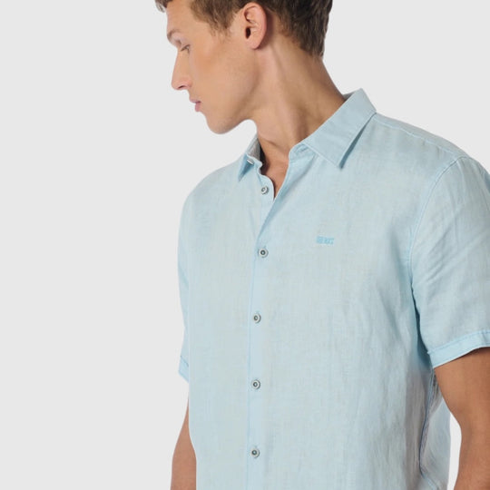 23480336sn-151 shirt short sleeve linen solid no excess overhemd crop1