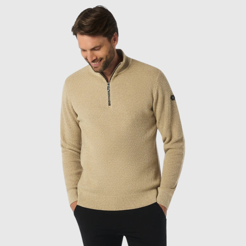 25230904-122 No Excess Pullover Half Zipper 2 Coloured Melange