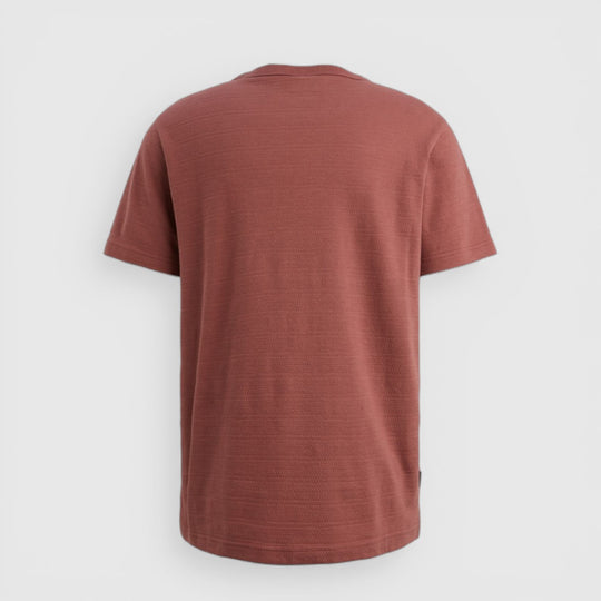 PTSS2602563-4085 PME Legend T-Shirt Met Jacquard Geweven Streeppatroon Roan Rouge / Rood