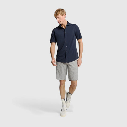 278190311-096 No Excess Short With Linen Melange Deep Blue