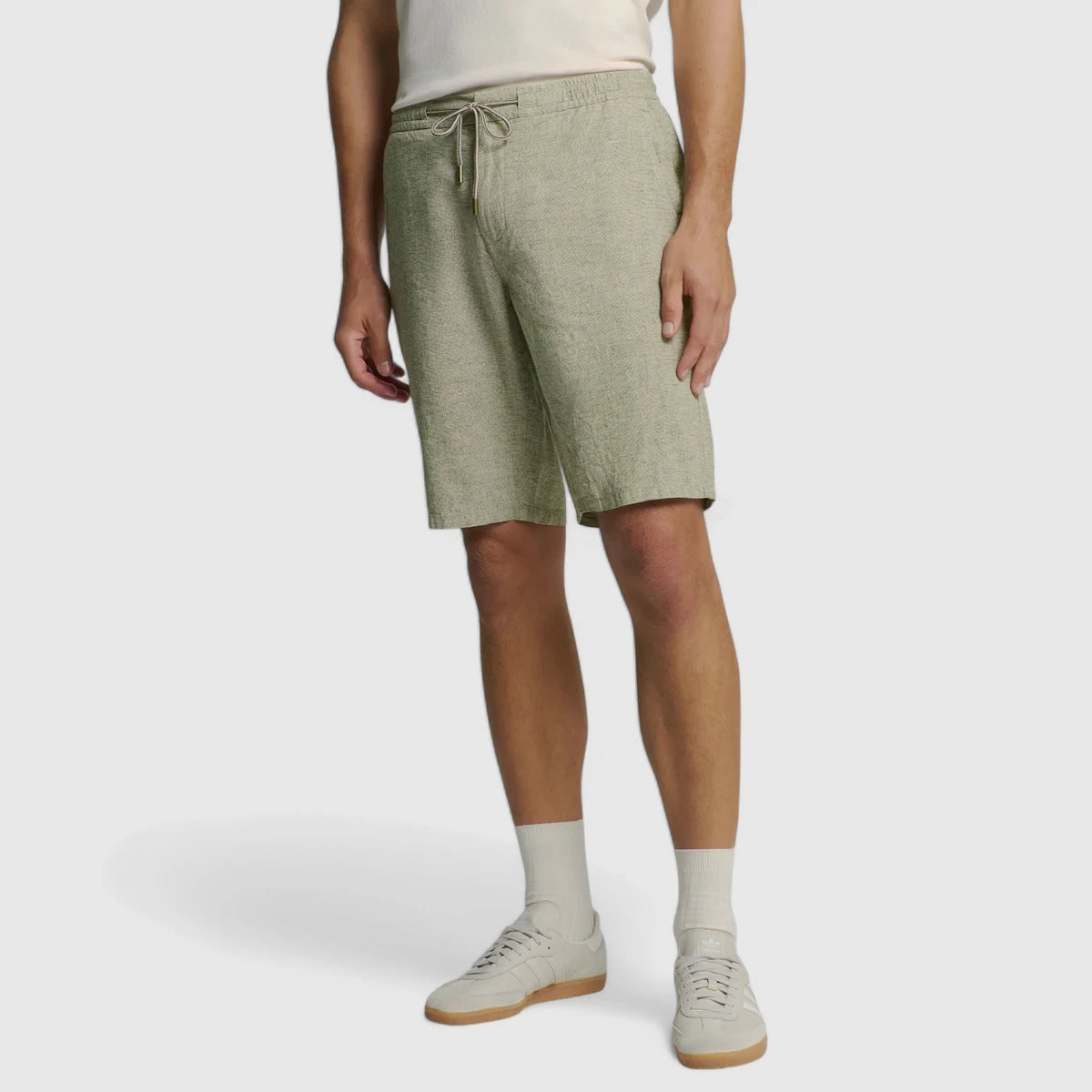 278190311-186 No Excess Short With Linen Melange Dark Moss Front