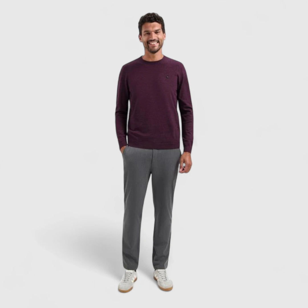 29210880SN-164 No Excess Knitwear Pullover Crewneck 2 Coloured Melange Dark Wine / Rood