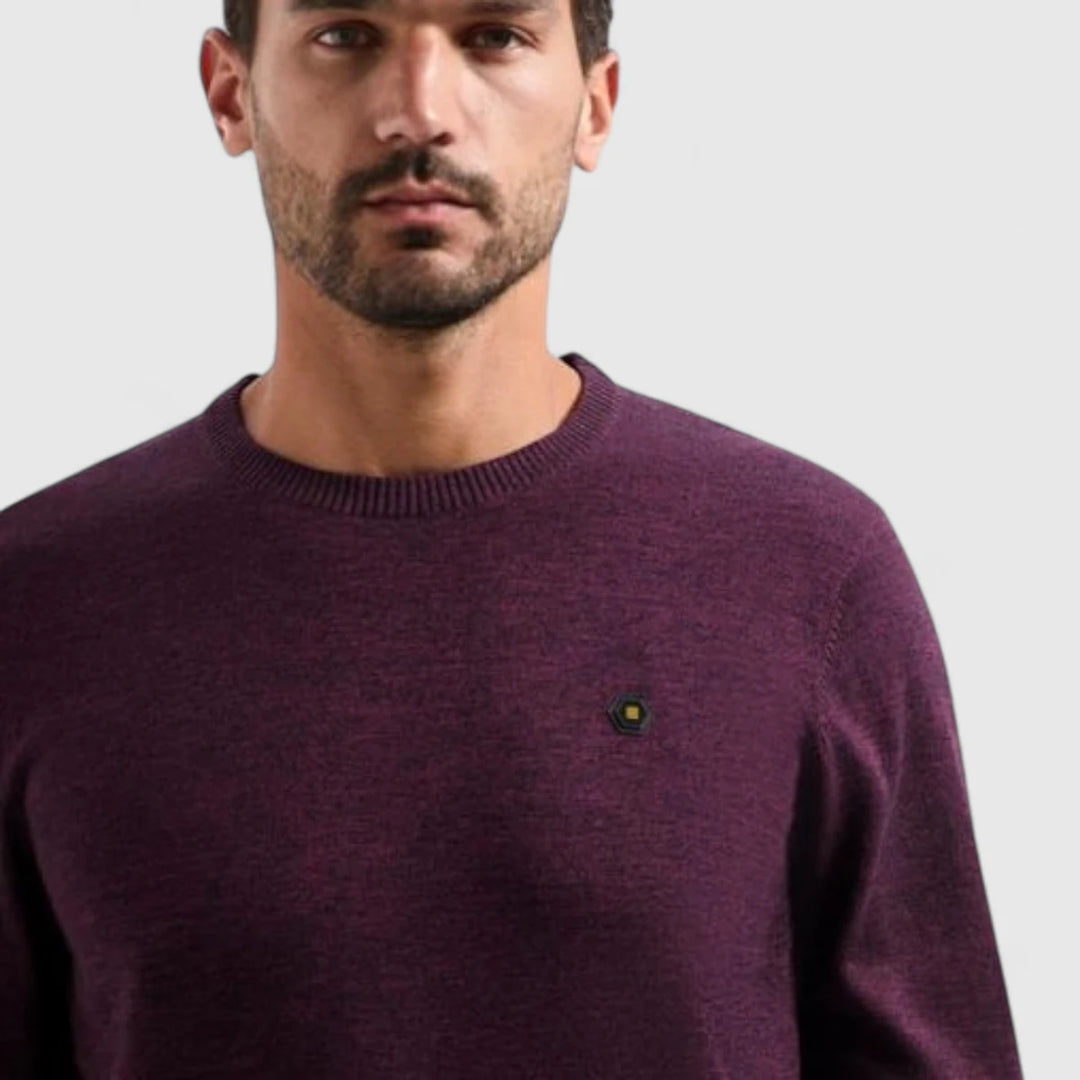 29210880SN-164 No Excess Knitwear Pullover Crewneck 2 Coloured Melange Dark Wine / Rood