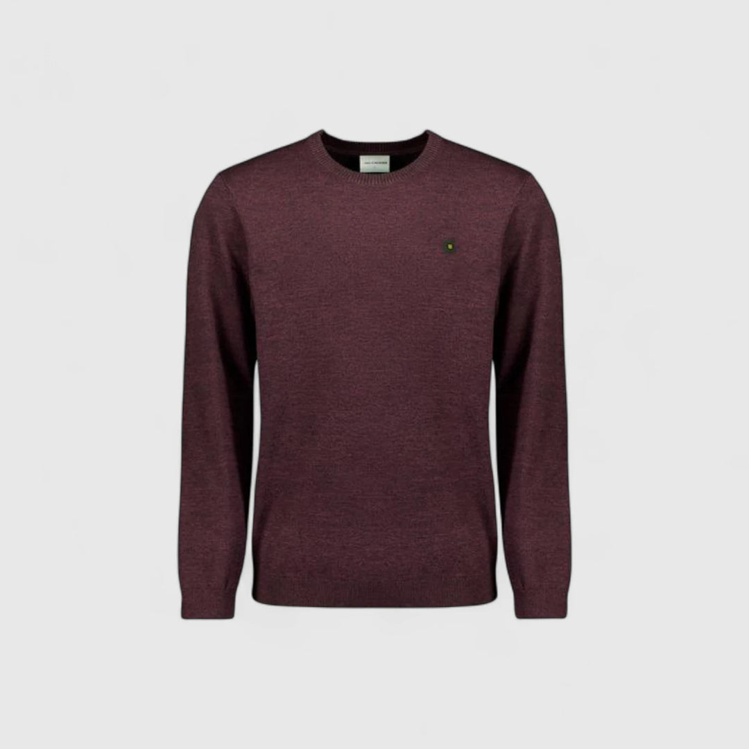 29210880SN-164 No Excess Knitwear Pullover Crewneck 2 Coloured Melange Dark Wine / Rood