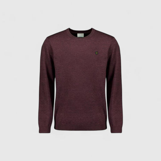 29210880SN-164 No Excess Knitwear Pullover Crewneck 2 Coloured Melange Dark Wine / Rood