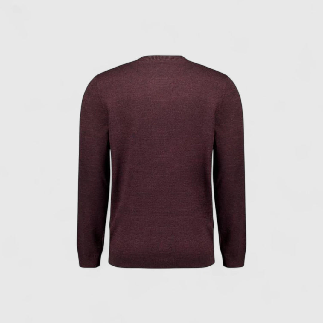 29210880SN-164 No Excess Knitwear Pullover Crewneck 2 Coloured Melange Dark Wine / Rood