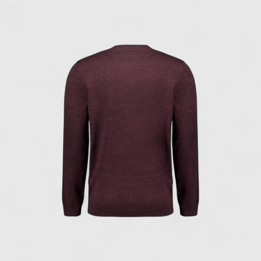 29210880SN-164 No Excess Knitwear Pullover Crewneck 2 Coloured Melange Dark Wine / Rood