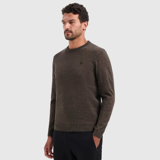 29210880SN-044 No Excess Knitwear Pullover Crewneck 2 Coloured Melange Taupe