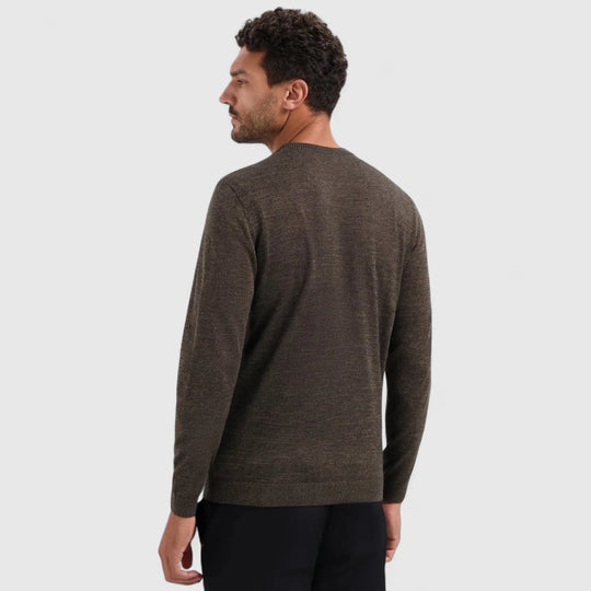 29210880SN-044 No Excess Knitwear Pullover Crewneck 2 Coloured Melange Taupe