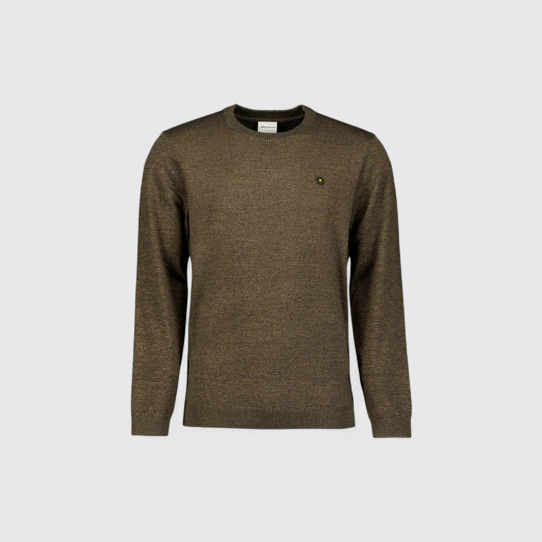 29210880SN-044 No Excess Knitwear Pullover Crewneck 2 Coloured Melange Taupe