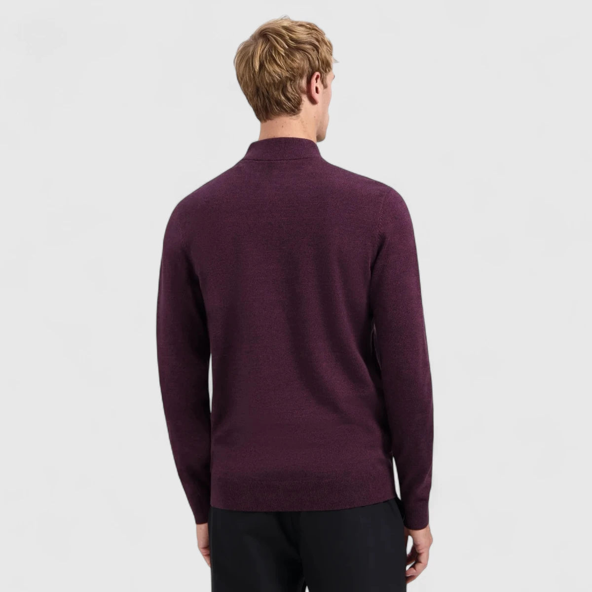 29210885SN-164 No Excess Pullover Half Zipper 2 Coloured Melange Dark Wine / Rood