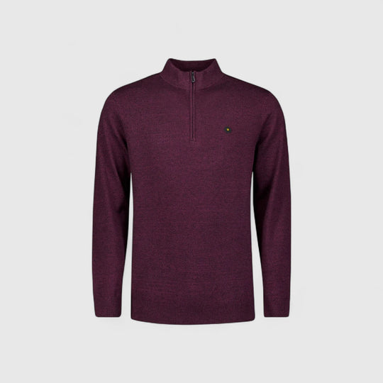 29210885SN-164 No Excess Pullover Half Zipper 2 Coloured Melange Dark Wine / Rood