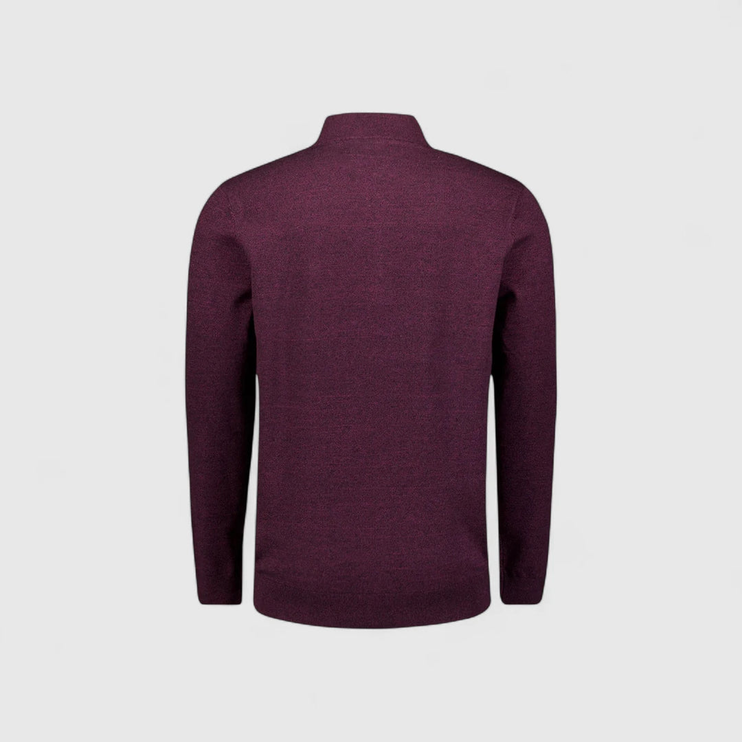 29210885SN-164 No Excess Pullover Half Zipper 2 Coloured Melange Dark Wine / Rood