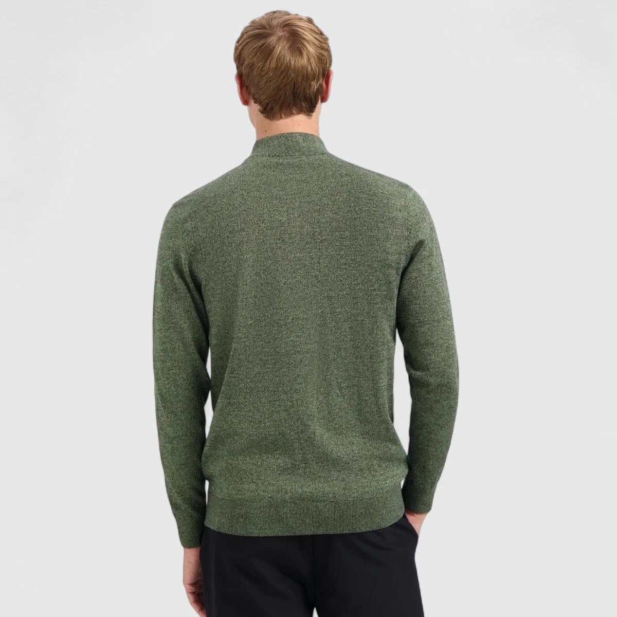 29210885SN-197 No Excess Pullover Half Zipper 2 Coloured Melange Light Moss / Groen