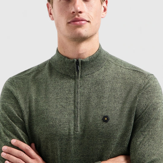 No Excess Pullover Half Zipper 2 Coloured Melange