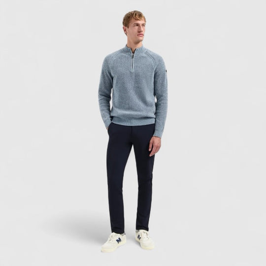 29210967SN-138 No Excess Pullover Half Zip 2 Colored Chenille Dusty Blue