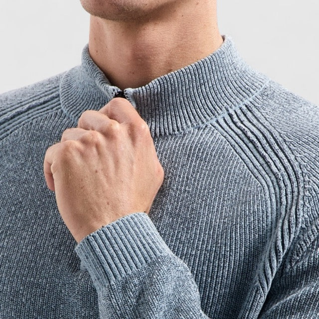 29210967SN-138 No Excess Pullover Half Zip 2 Colored Chenille Dusty Blue