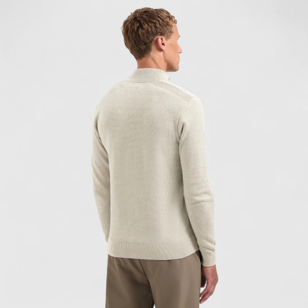 29230813SN-013 No Excess Pullover Half Zip Plated Structure Knit Kit / Ecru