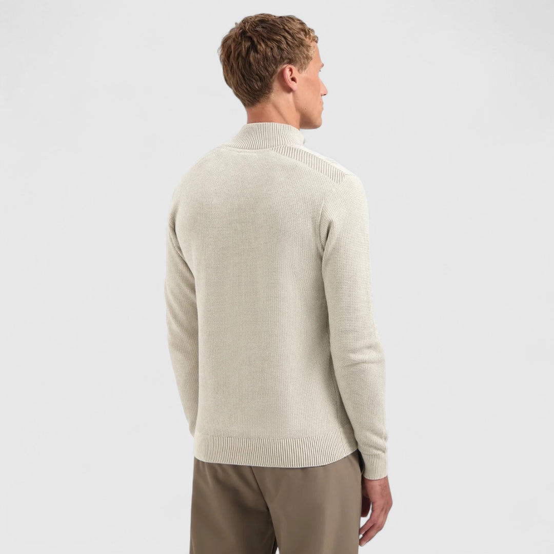 29230813SN-013 No Excess Pullover Half Zip Plated Structure Knit Kit / Ecru