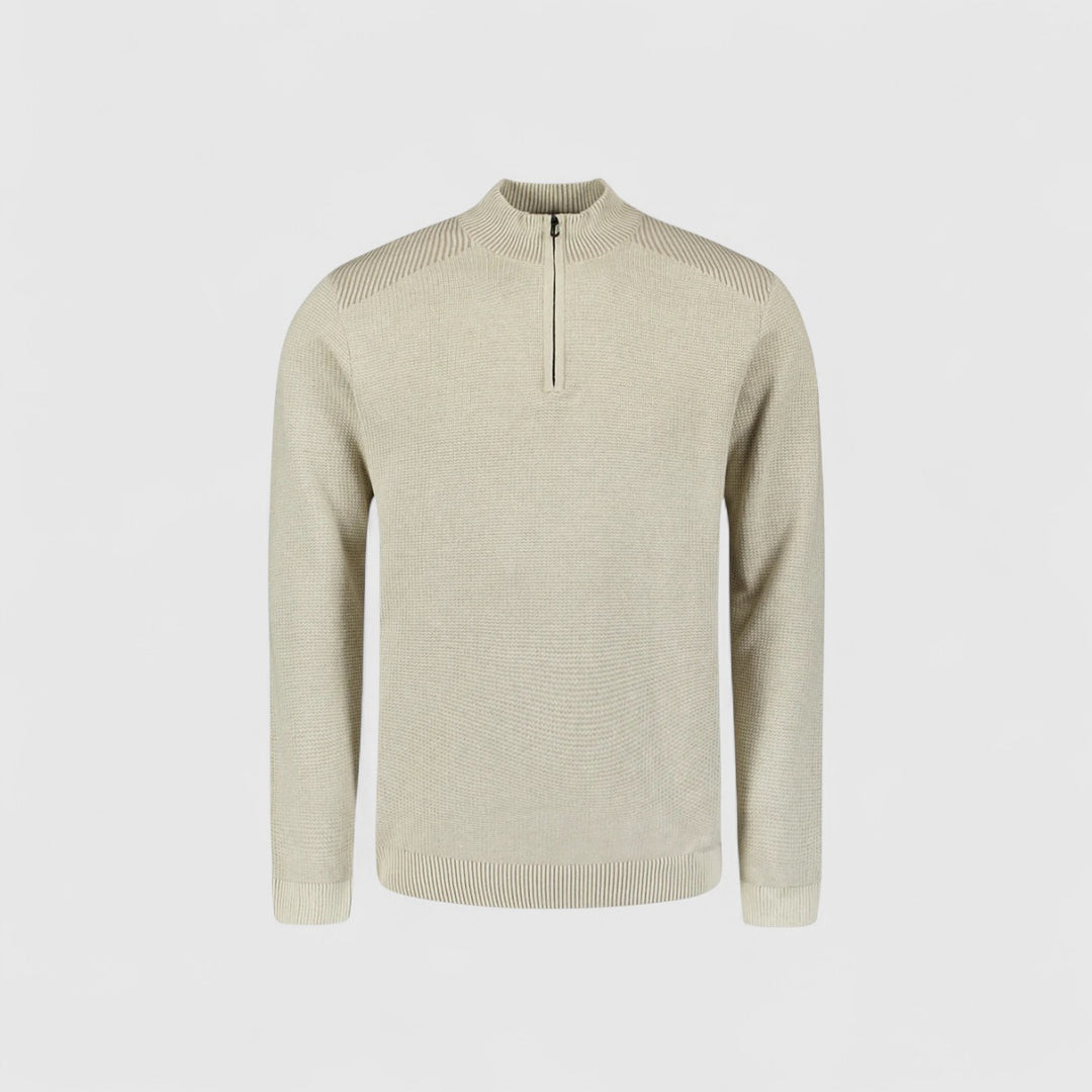 29230813SN-013 No Excess Pullover Half Zip Plated Structure Knit Kit / Ecru