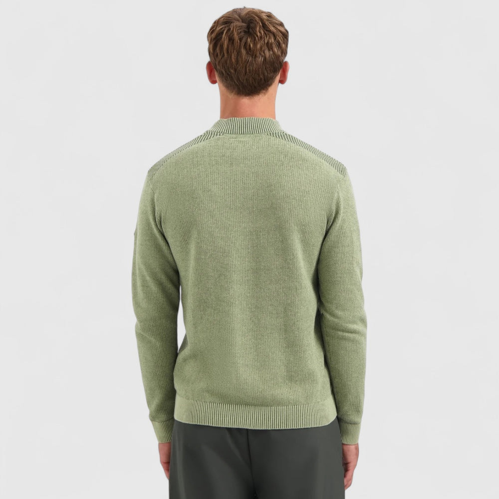 29230813SN-197 No Excess Pullover Half Zip Plated Structure Knit Light Moss / Lichtgroen