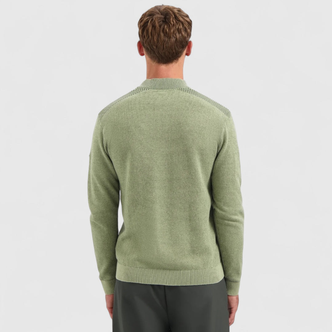 29230813SN-197 No Excess Pullover Half Zip Plated Structure Knit Light Moss / Lichtgroen