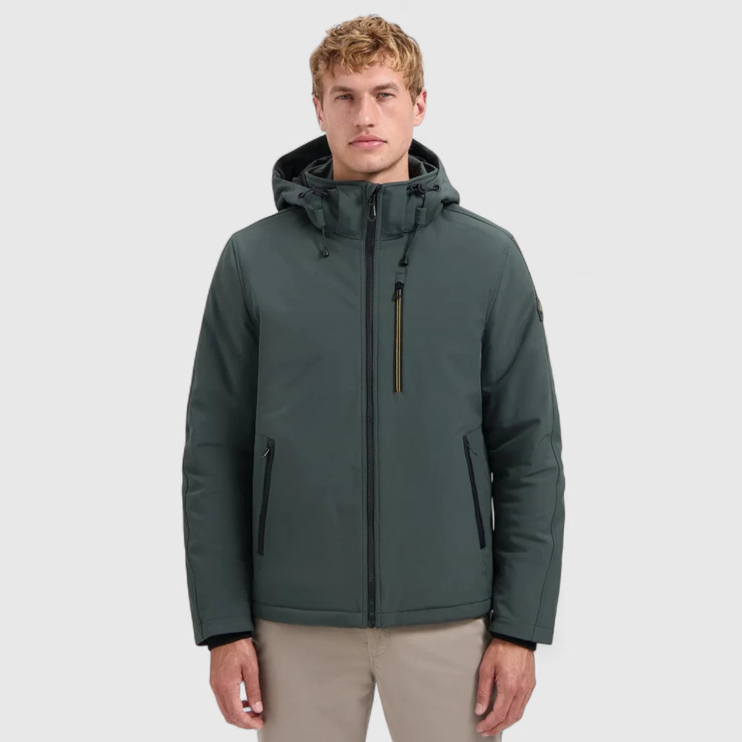 29630807SN-124 No Excess Jacket Short Fit Hooded Softshell Stretch Dark Steel