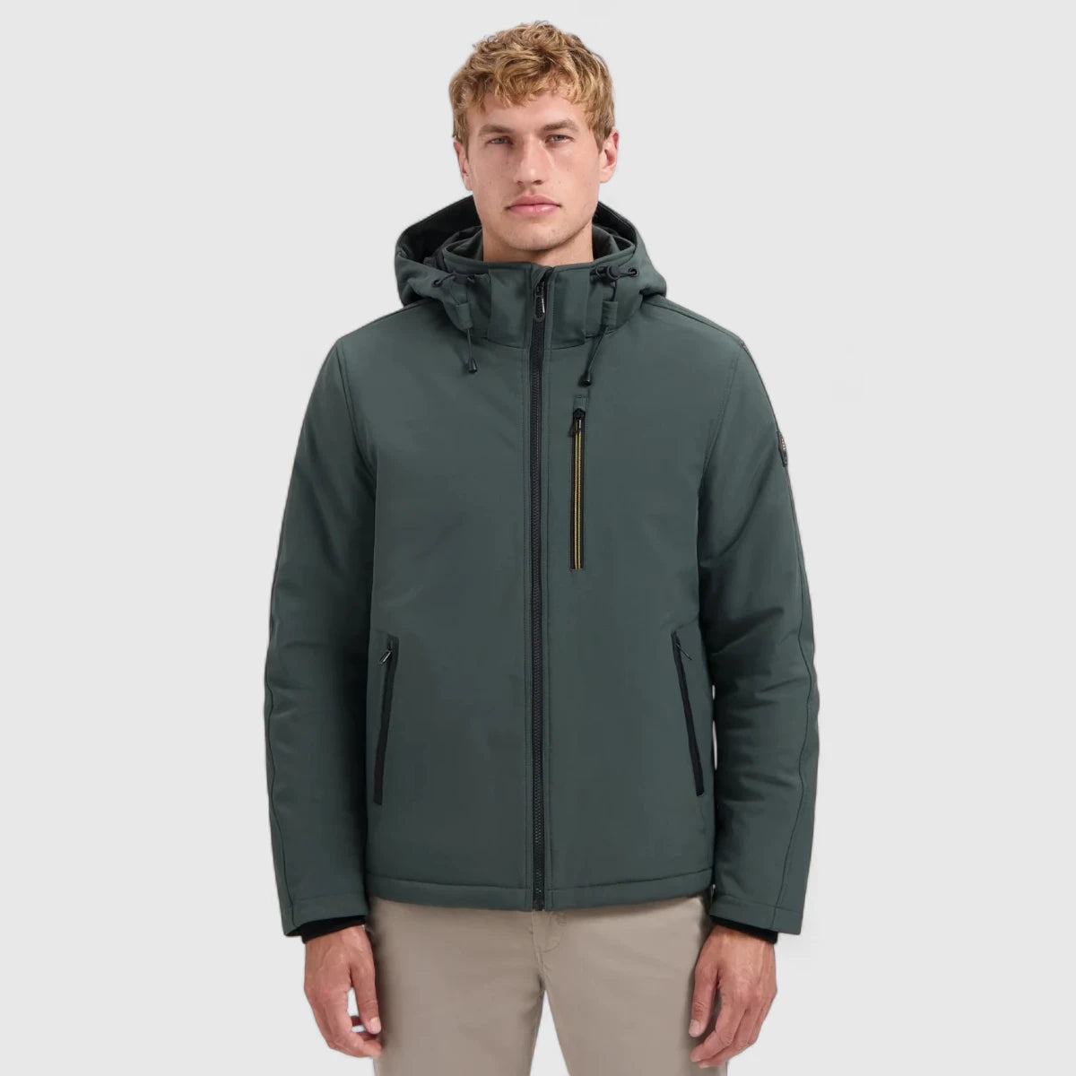 29630807SN-124 No Excess Jacket Short Fit Hooded Softshell Stretch Dark Steel