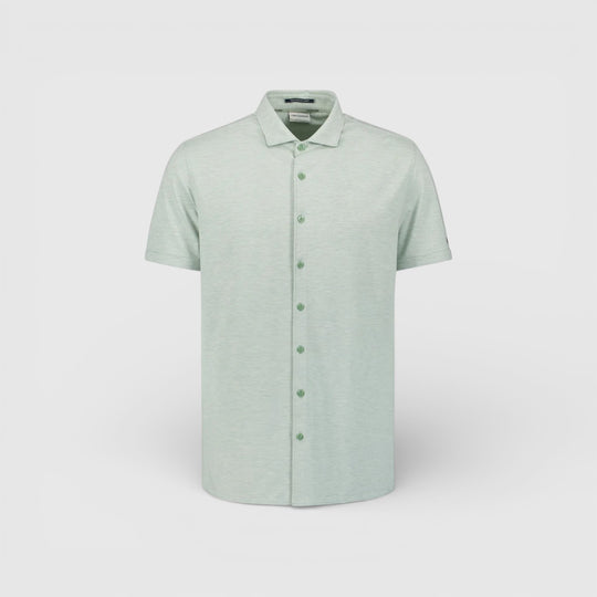 31420281SN-057 No Excess Korte Mouw Overhemd In Melange Jersey Stretch Sea Green / Groen