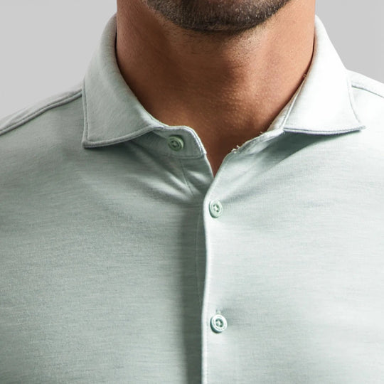 31420281SN-057 No Excess Korte Mouw Overhemd In Melange Jersey Stretch Sea Green / Groen